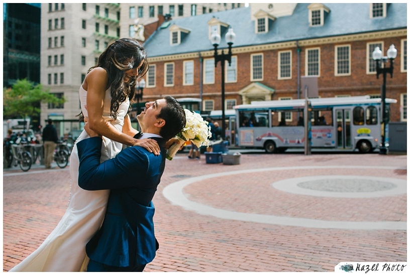 State Room wedding Old State House historic Boston Ames Hotel First Look