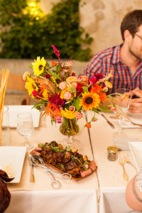 wildflower bouquet and braised lamb shank by birchtree catering at the maas building