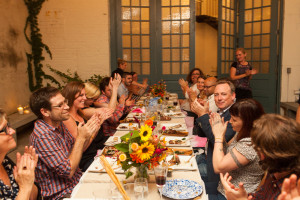 banquet style dinner maas building philadelphia crowd clapping