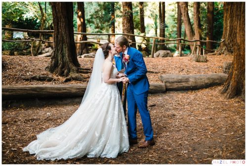 Bride and Groom kissing at a Stern Grove Wedding