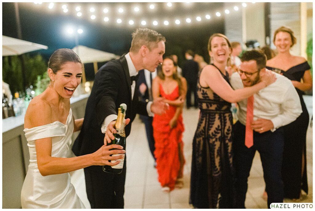 napa valley wedding stanly ranch wedding champagne toasts bride and groom