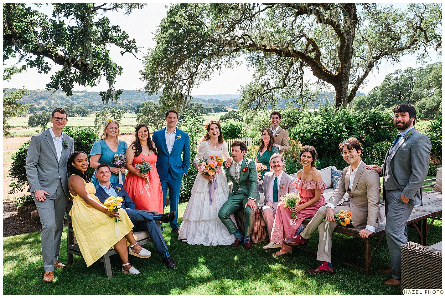Beltane Ranch, Sonoma Garden wedding, documentary wedding photography, garden party attire guests, 