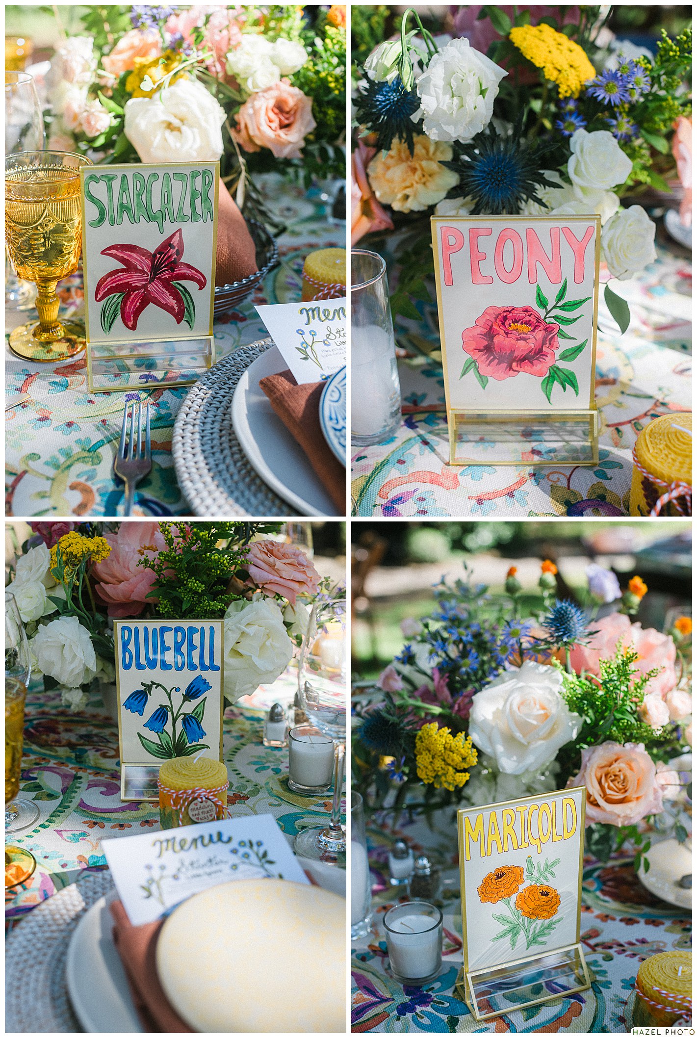 Beltane Ranch, Sonoma Garden wedding, documentary wedding photography, whimsical table setting, garden party. hand drawn table signs. 