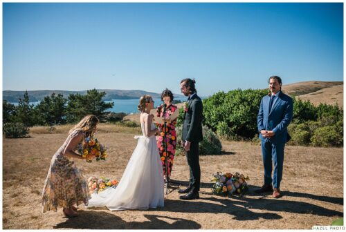 ceremony detail with tomales bay in background