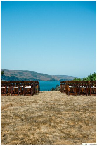 the lodge at marconi wedding ceremony setting overlooking tomales bay