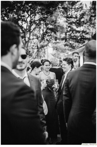 wedding guests at cocktail hour