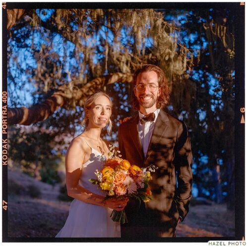 kodak portra 400 film portrait of bride and groom