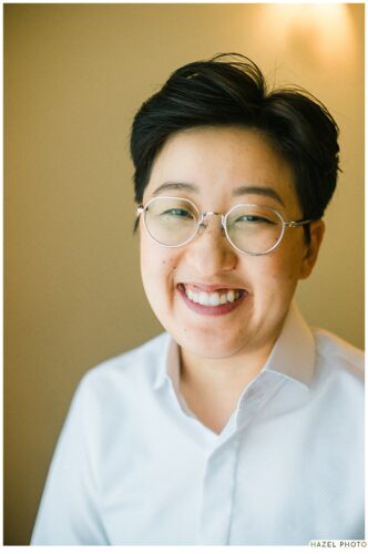 wedding couple photoshoot with dogs on bed at fairmont inn