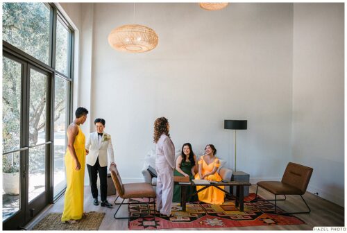 members of the bridal party hanging out