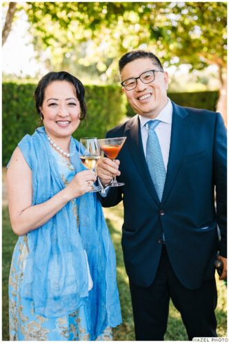 wedding guests enjoying the signature cocktail
