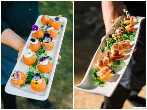 hors d'oeuvres during cocktail hour, cornerstone garden catering