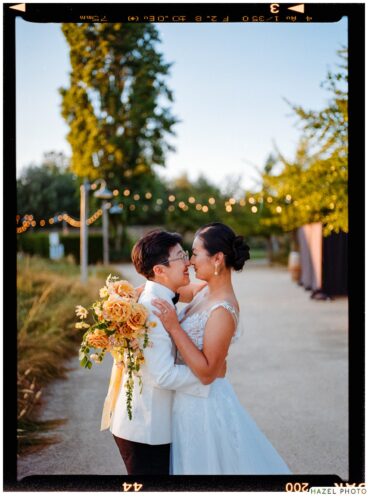 golden hour portrait of newlyweds, cornerstone sonoma