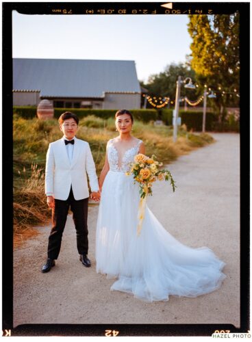golden hour portrait of newlyweds
