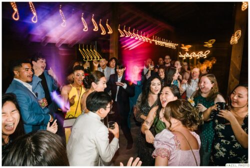 wedding guests dancing