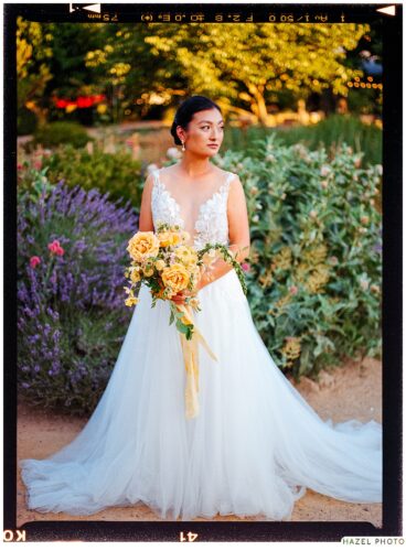 portrait of newlyweds at cornerstone garden