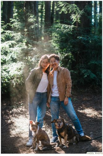 joaquin miller park engagement session with dogs