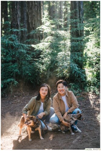 joaquin miller park engagement session with dogs