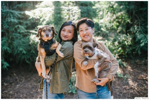 joaquin miller park engagement session with dogs